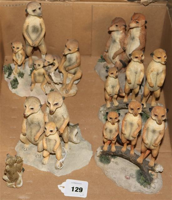Quanity of ceramic meercat figures